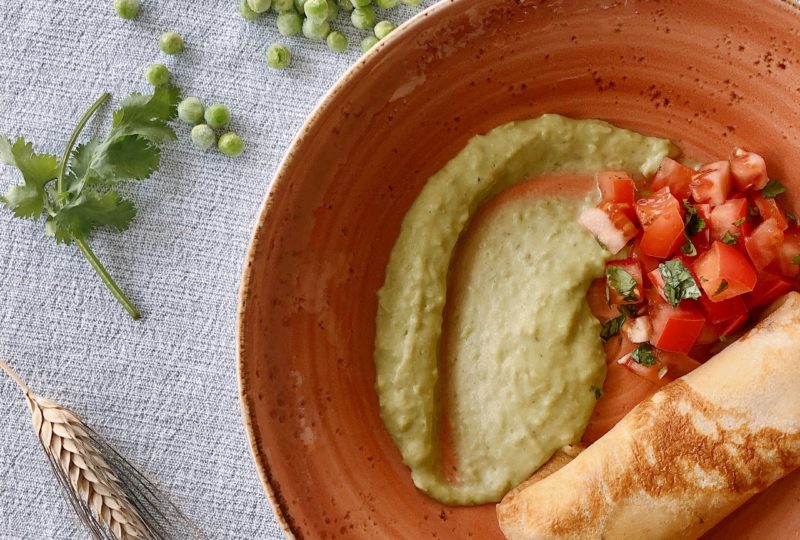 Crepe de frango puré ervilhas2 Crepe de frango puré ervilhas2